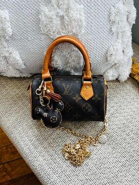 Louis Vuitton Brown Monogram Mini Alma-Style Crossbody with Gold Chain